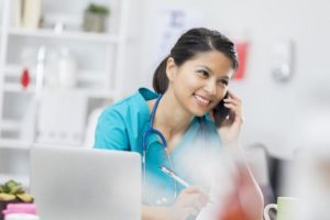 Nurse Interview Phone Computer Virtual Remote Work